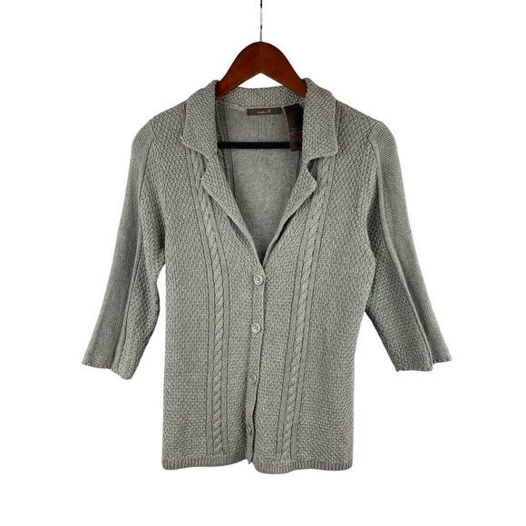 Heather B Womens Cable Knit Cardigan Sweater S - Picture 1 of 4
